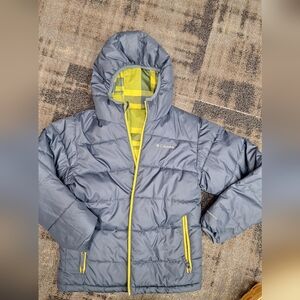 Columbia Kids' Puffer Jacket in Gray with Yellow Accents